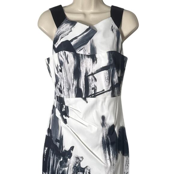 Karen Millen Sleeveless Abstract Print Sheath Dress Black White Gray Size 8 - Picture 8 of 14